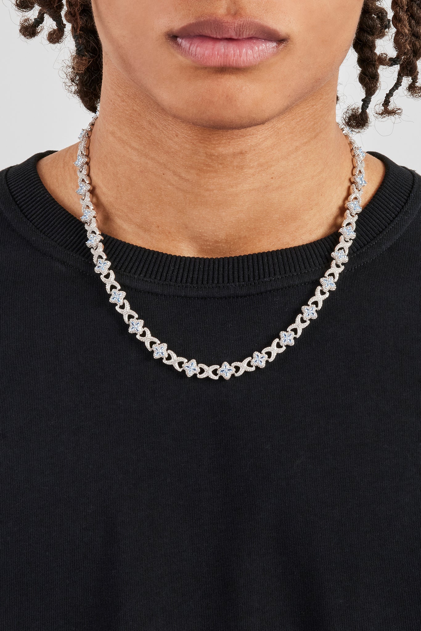 Iced Blue Baguette Motif Infinity Chain - 10mm