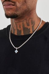 Iced Blue Baguette Motif Infinity Pendant - 15mm