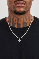 Iced Blue Baguette Motif Infinity Pendant - 15mm