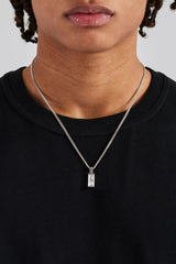 Iced Clear Baguette Pendant Cuban Necklace - 25mm