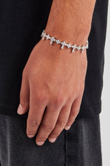 Iced Double Cross Infinity Bracelet - 10mm