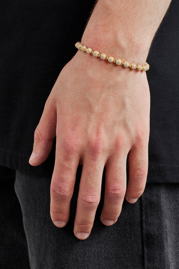 Iced Ball Bracelet - 5mm - Gold