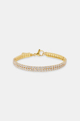Iced Double Tennis Bracelet - 5mm - Gold
