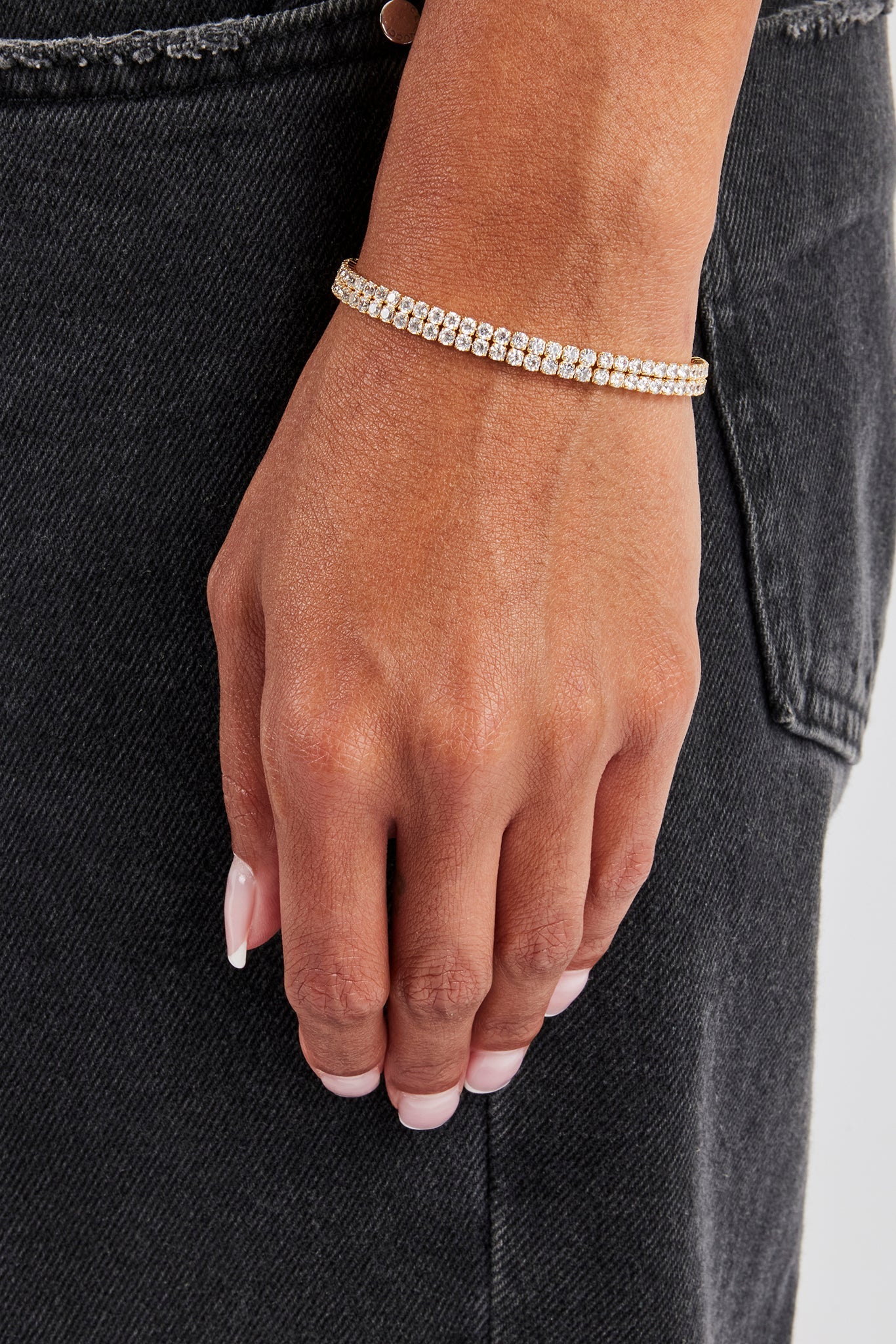 Iced Double Tennis Bracelet - 5mm - Gold