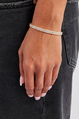 Iced Double Tennis Bracelet - 5mm - Gold