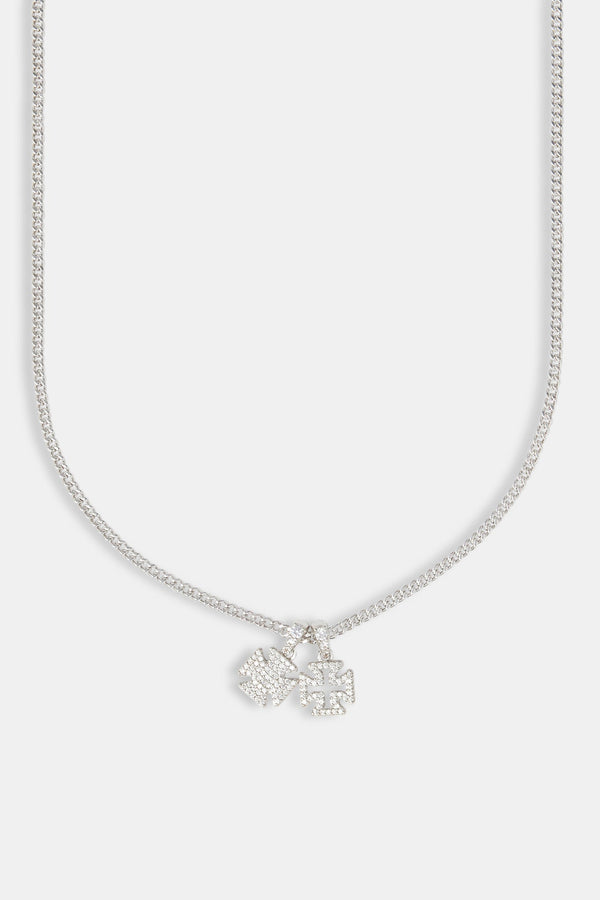 Iced Double Cross Motif Cuban Necklace - 10mm