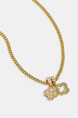 Iced Double Enamel & Iced Motif Necklace - 10mm