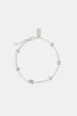 Iced Blue Mixed Shape Rolo Bracelet - 8mm