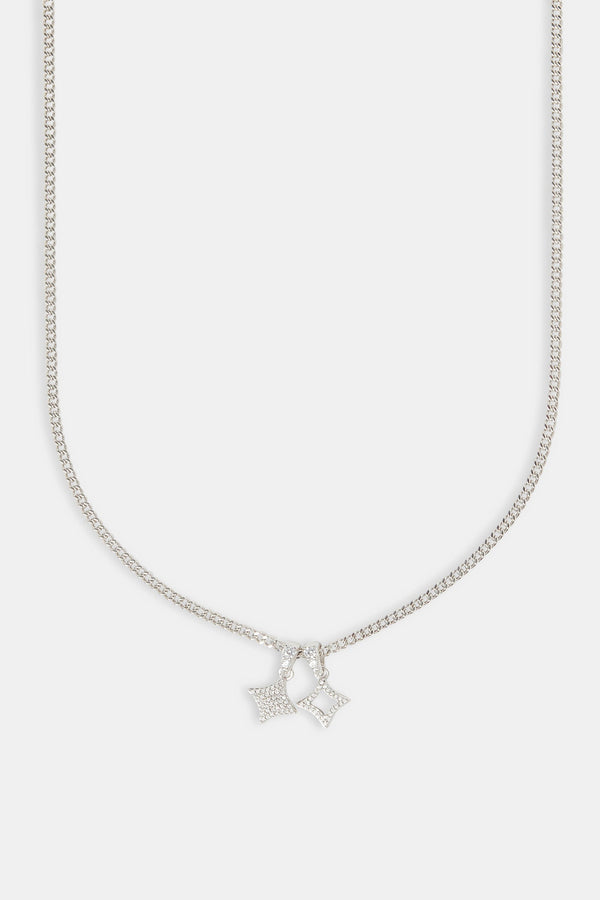 Iced Double Star Cuban Necklace - 10mm