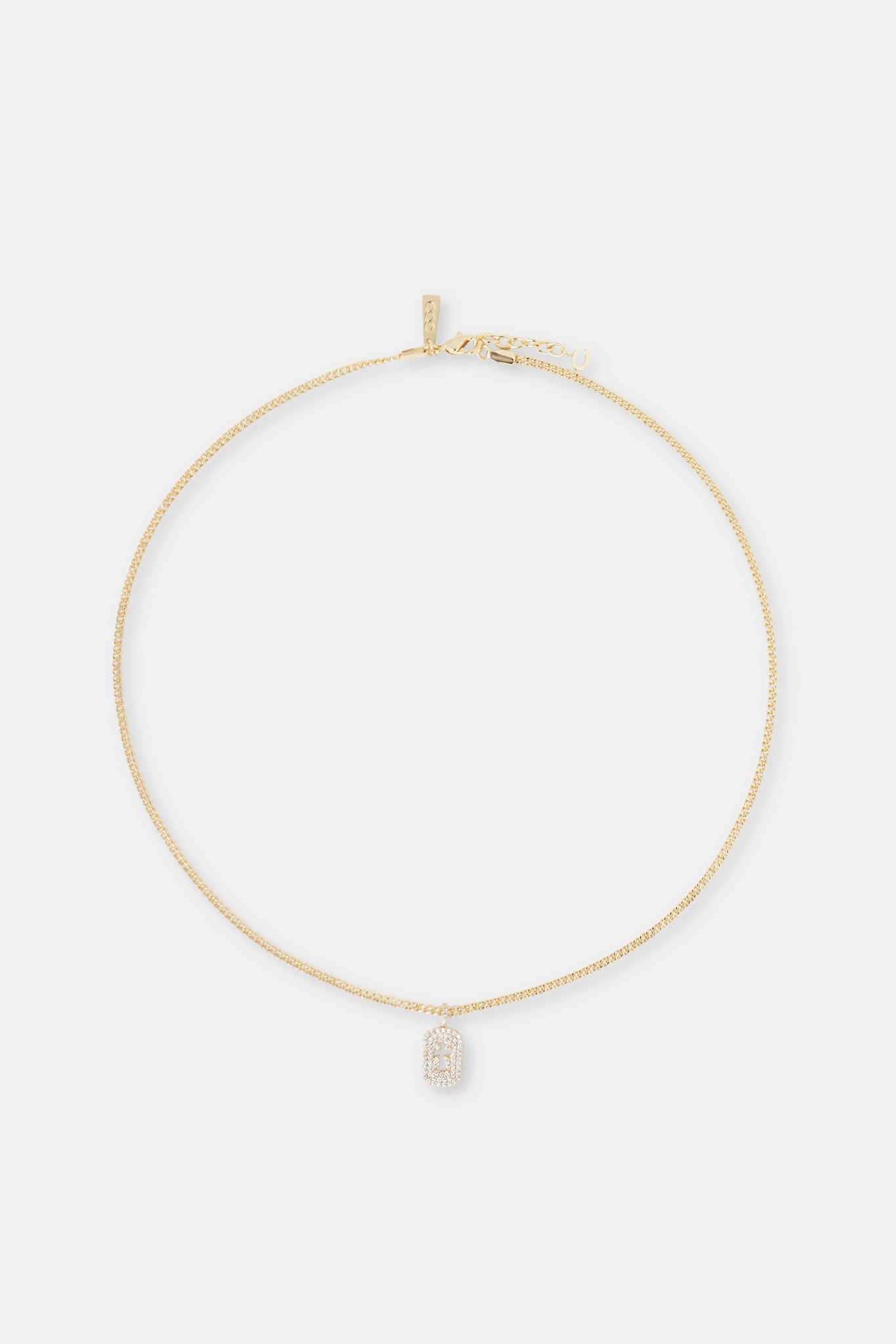 Iced Cross Outline Necklace - 15mm - Gold