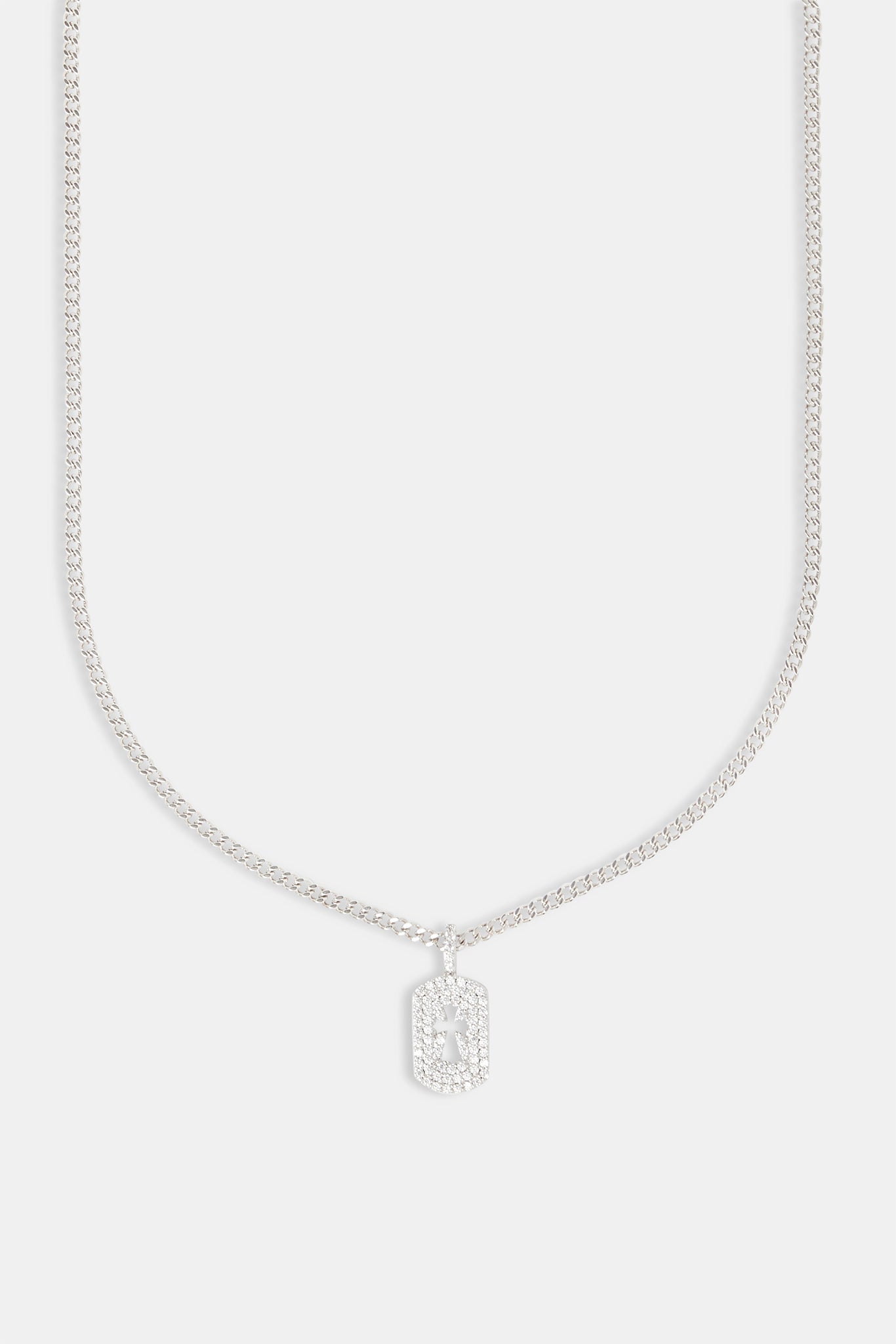 Iced Cross Outline Necklace - 15mm