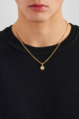 Iced Cross Motif Cuban Necklace - 10mm - Gold