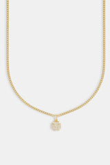 Iced Cross Motif Cuban Necklace - 10mm - Gold