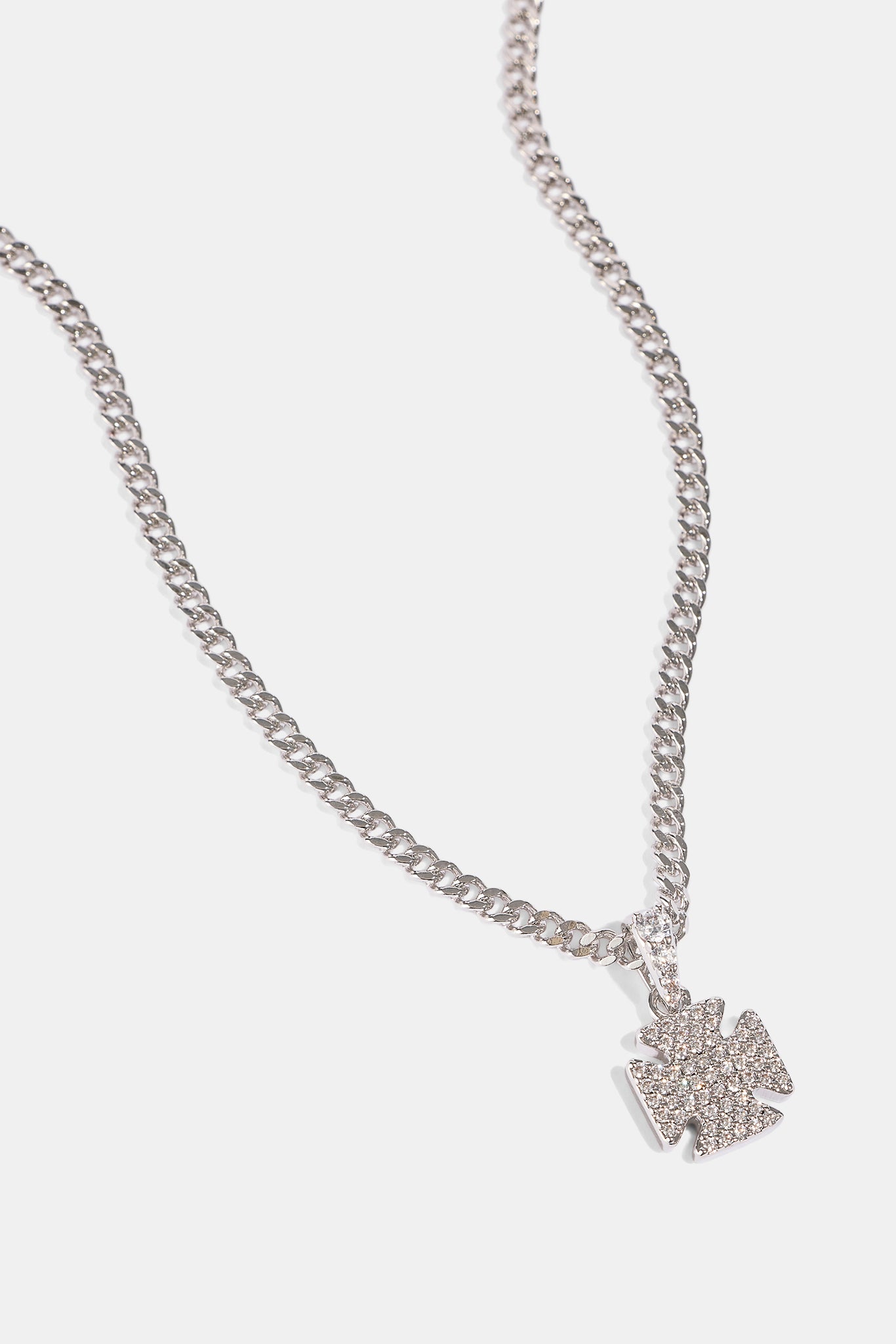 Iced Cross Motif Cuban Necklace - 10mm