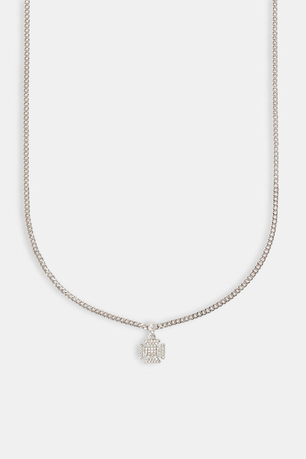 Iced Cross Motif Cuban Necklace - 10mm