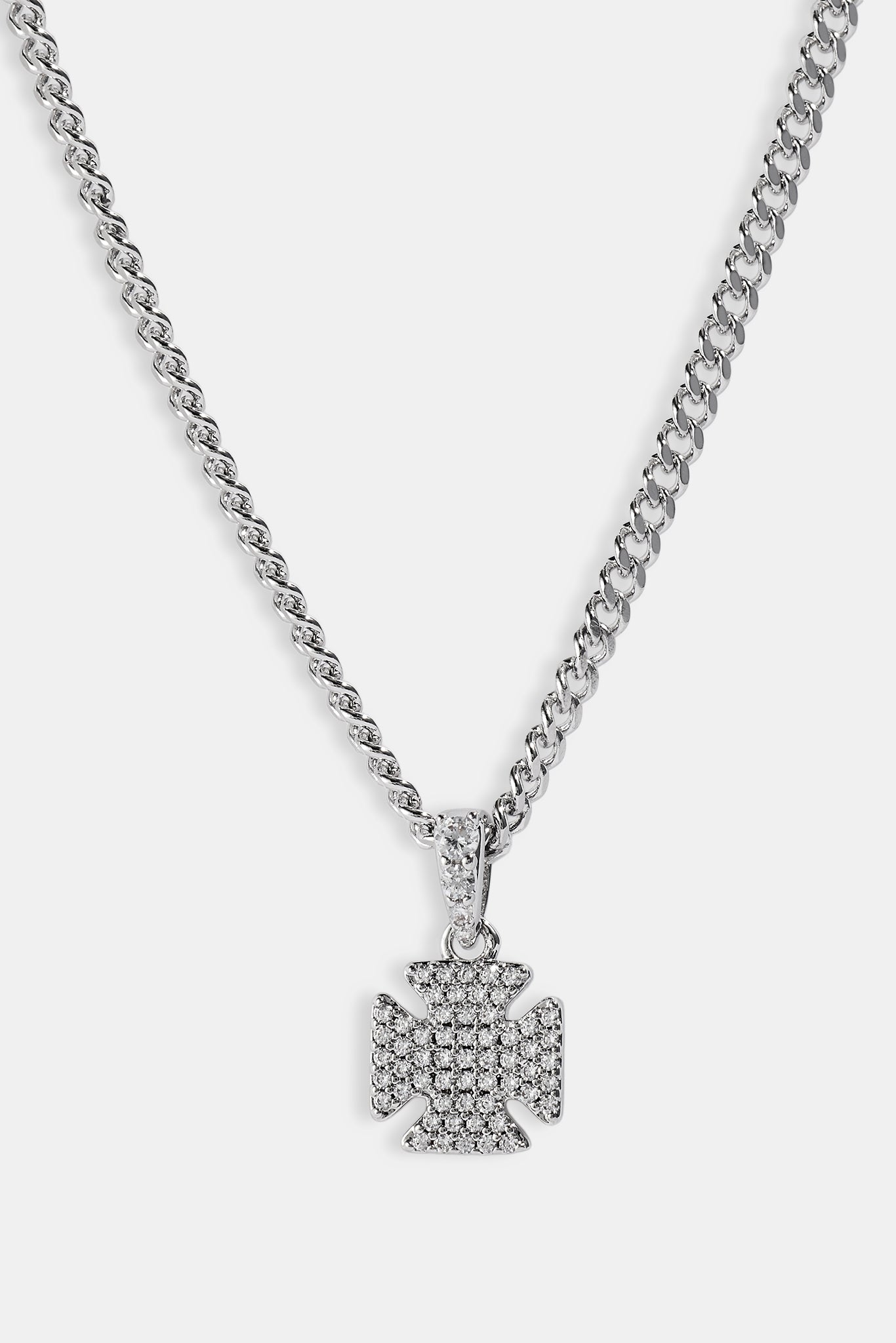 Iced Cross Motif Cuban Necklace - 10mm