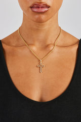 Iced Cross Outline Cuban Necklace - 30mm