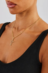 Iced Cross Outline Cuban Necklace - 30mm