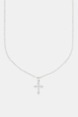 Iced Cross Pendant Necklace - 25mm