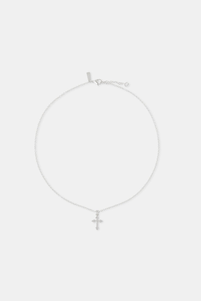 Iced Cross Pendant Necklace - 25mm