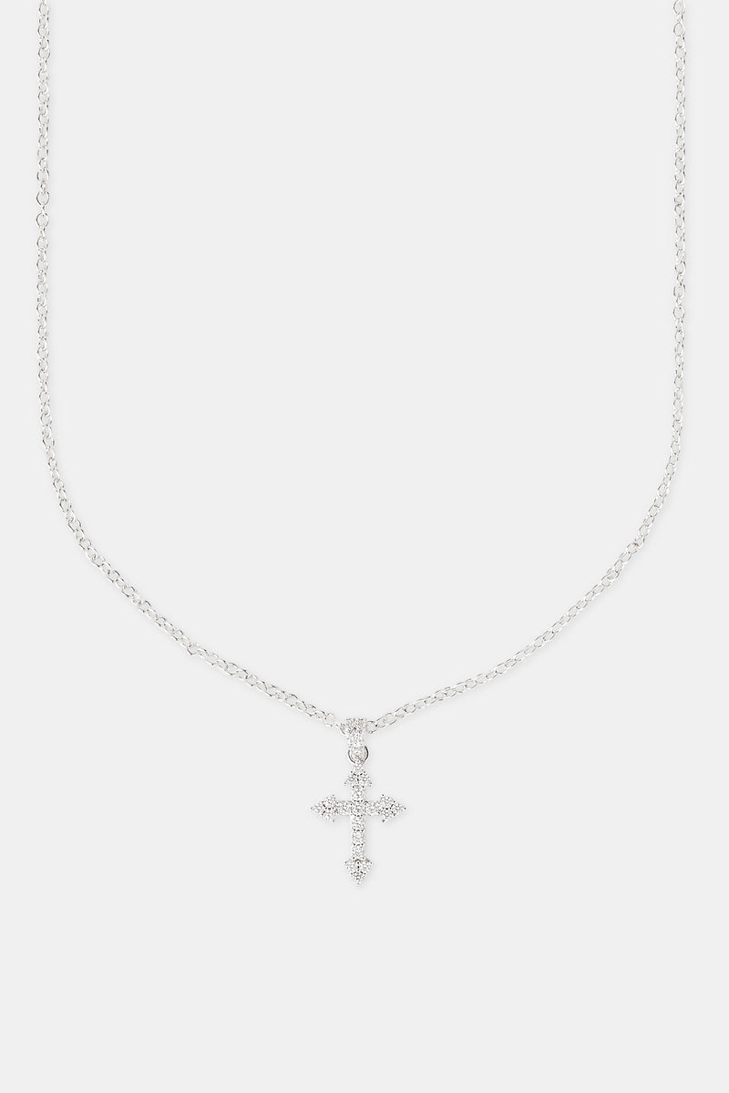 Iced Cross Pendant Necklace - 25mm