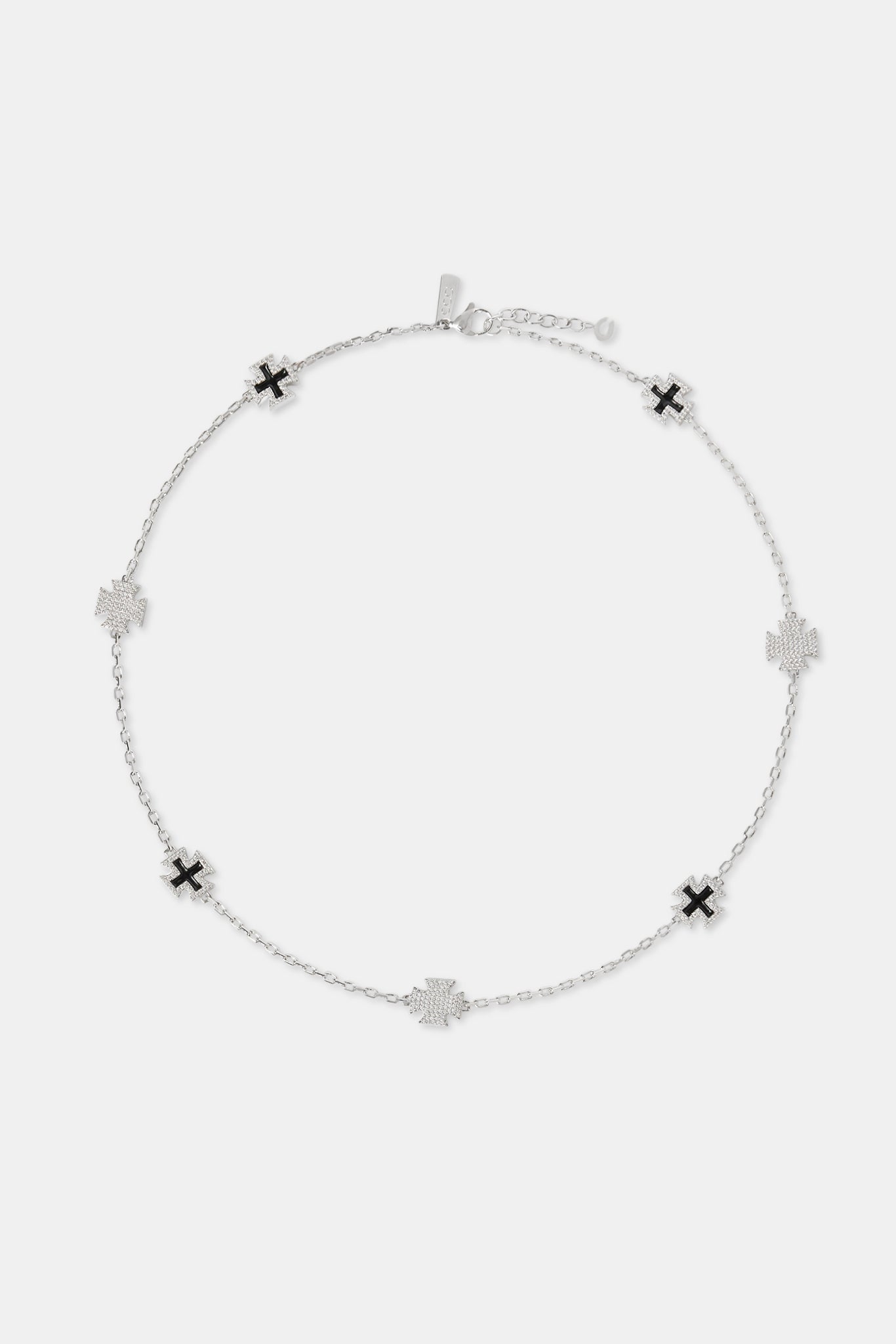 Iced CZ & Black Enamel Motif Chain - 12mm