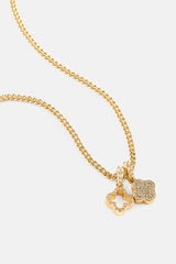 Iced Double Motif Cuban Necklace - 10mm - Gold