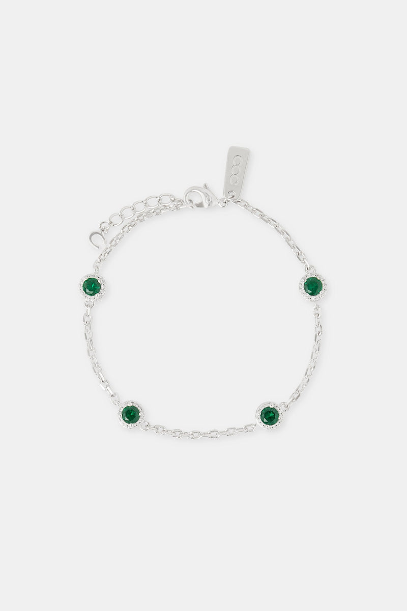 Iced Green Cluster Rolo Bracelet - 8mm