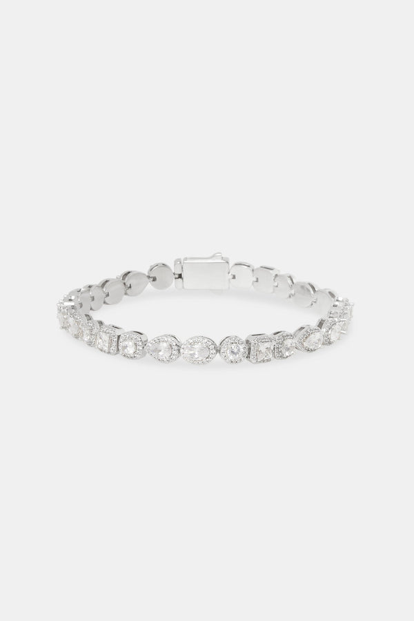 Iced Mixed Shape Cluster Bracelet - 8mm