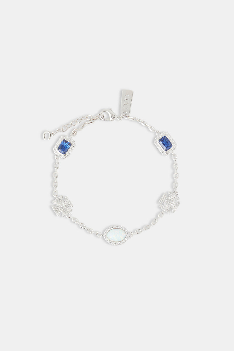 Iced Motif & Opal Rolo Bracelet - 8mm