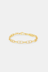 Iced & Polished Link Bracelet - 6mm - Gold