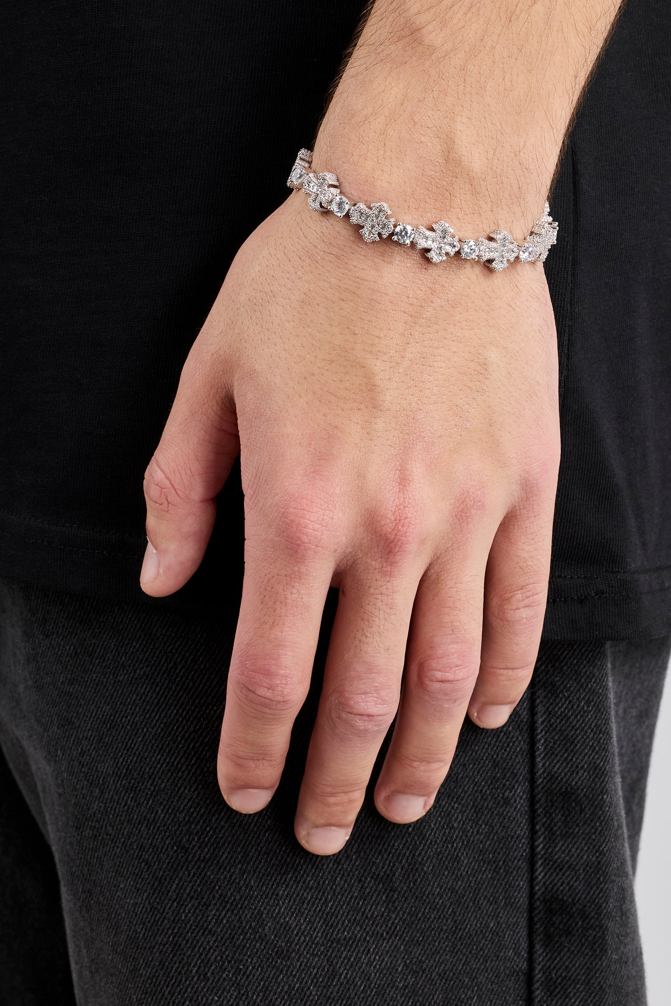 Iced Drop Cross Bracelet - 10mm