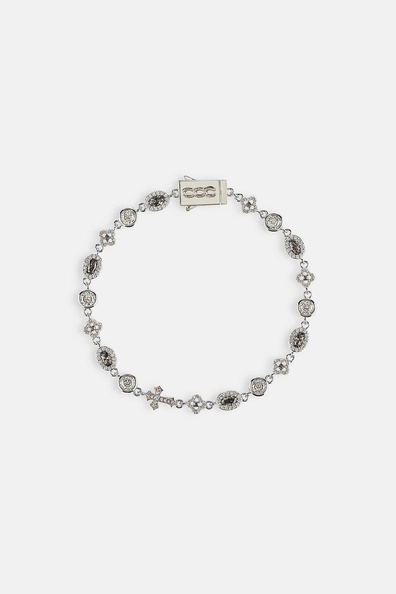 Iced Cross & Motif Multi Gemstone Bracelet - 6mm