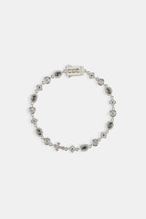 Iced Cross & Motif Multi Gemstone Bracelet - 6mm