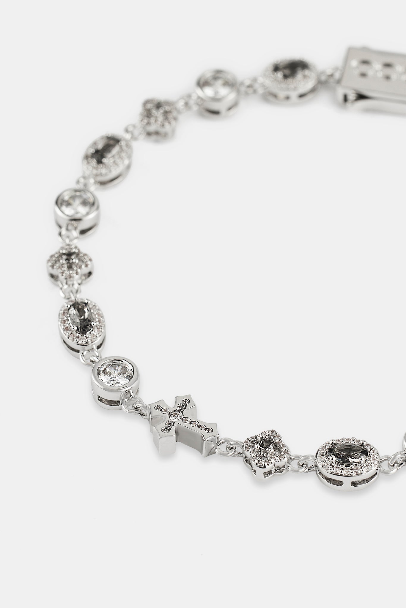 Iced Cross & Motif Multi Gemstone Bracelet - 6mm