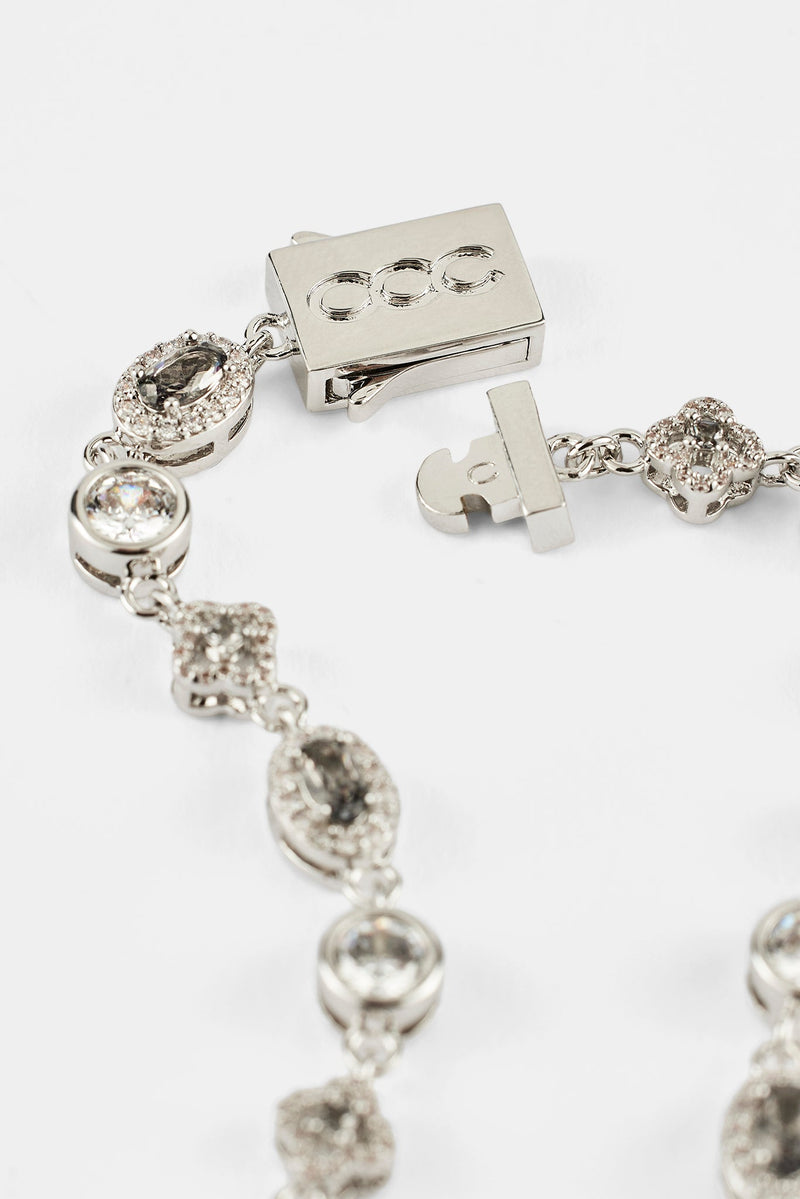 Iced Cross & Motif Multi Gemstone Bracelet - 6mm