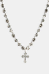 Iced Drop Cross & Motif Multi Gemstone Chain - 6mm