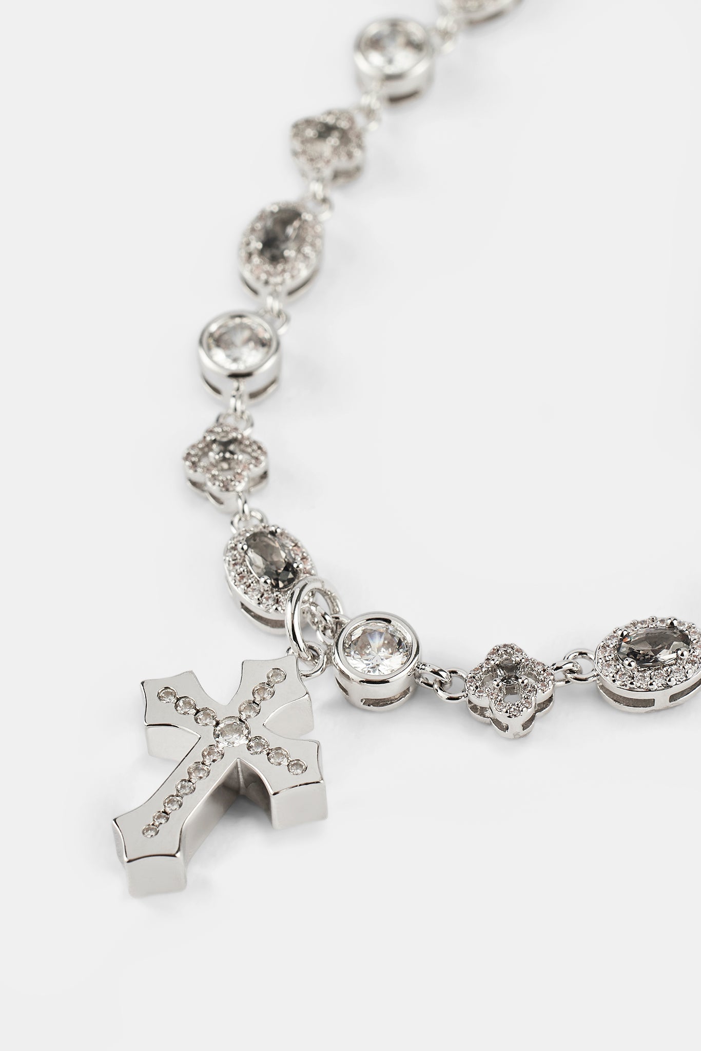 Iced Drop Cross & Motif Multi Gemstone Chain - 6mm