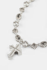 Iced Drop Cross & Motif Multi Gemstone Chain - 6mm