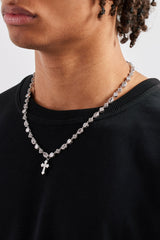 Iced Drop Cross & Motif Multi Gemstone Chain - 6mm