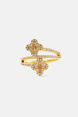 15mm Motif CZ Twist Ring - Gold