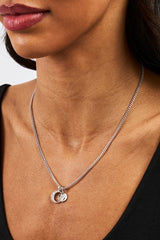 Iced Celestial Double Motif Pendant Necklace - 10mm - White