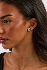 CZ Celestial Moon Stud Earrings - 10mm - White