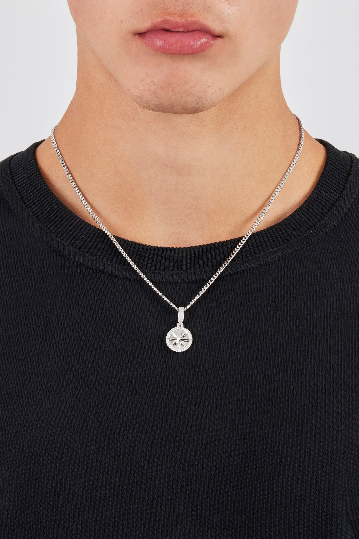 Iced Edge Compass Pendant - 15mm