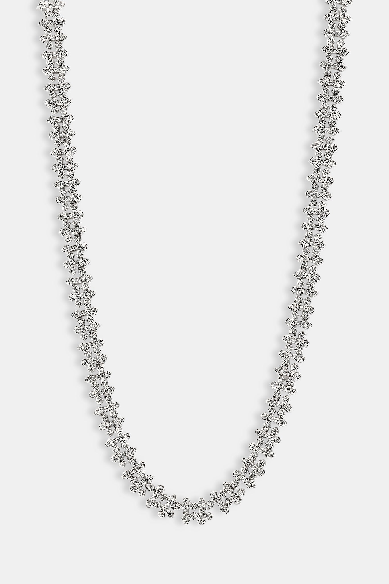 Iced Micro Cross Chain - 10mm - White