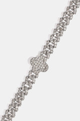 Iced Motif Cuban Link Bracelet - 5mm - White