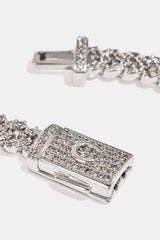 Iced Motif Cuban Link Bracelet - 5mm - White