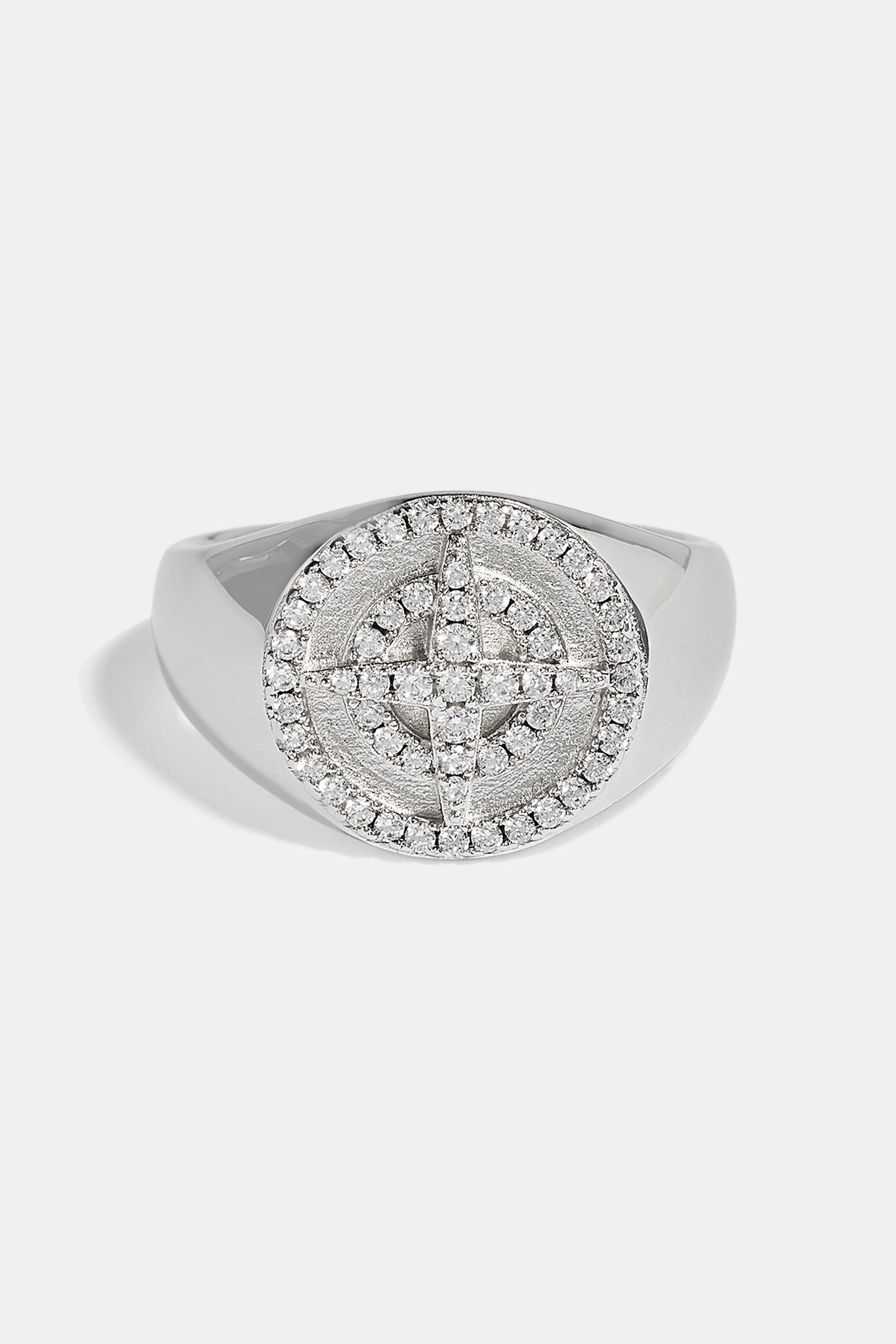 Iced Outline Compass Ring - 15mm - White