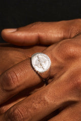 Iced Outline Compass Ring - 15mm - White