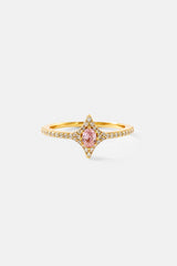Iced Oval Pink Cz Star Ring - 10mm